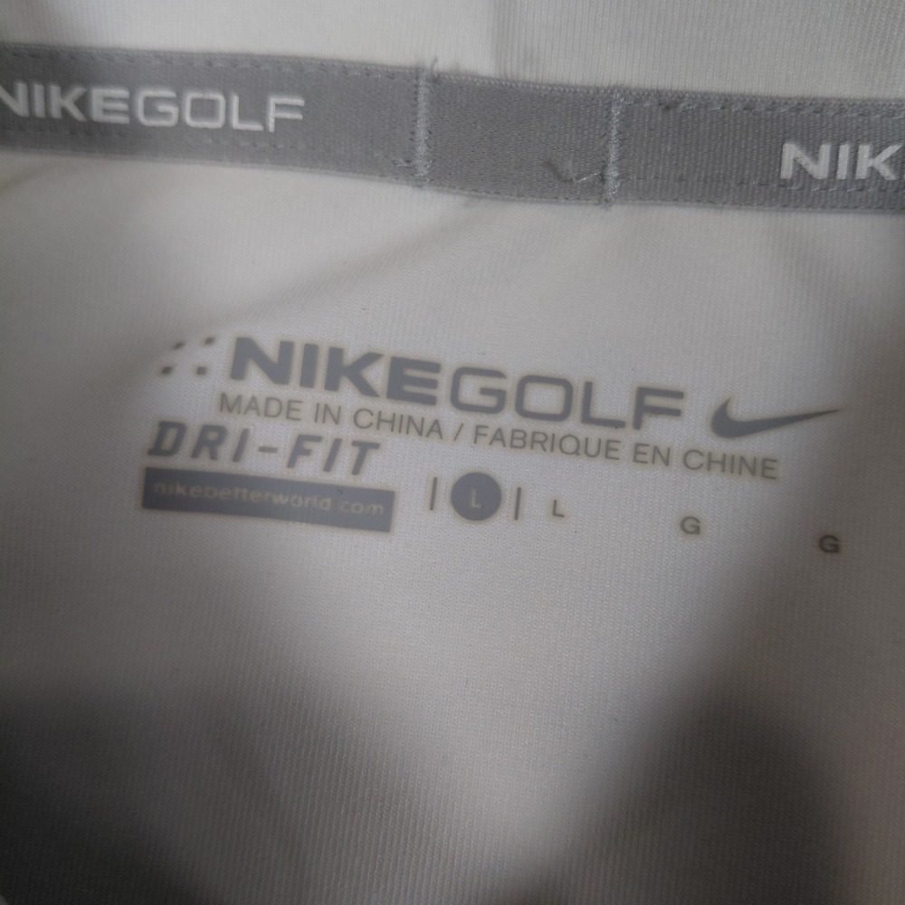 Nike Golf Kids Large Dri-Fit Polo Shirt White Green Black Stripes Short Sleeve - Picture 3 of 14